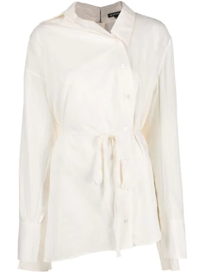Shop Ann Demeulemeester Belted Waist Shirt In White