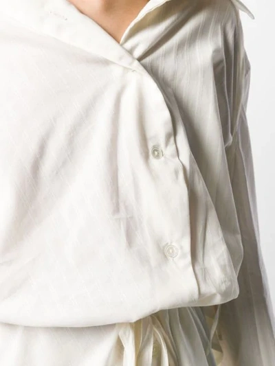 Shop Ann Demeulemeester Belted Waist Shirt In White