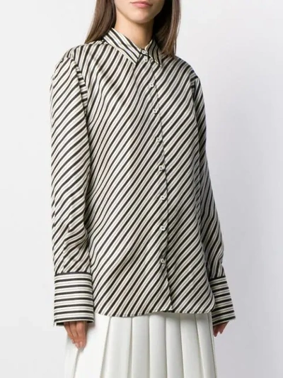 Joseph Doy Diagonal Striped Silk Button-down Shirt In Black
