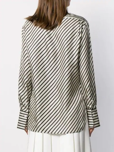 Joseph Doy Diagonal Striped Silk Button-down Shirt In Black