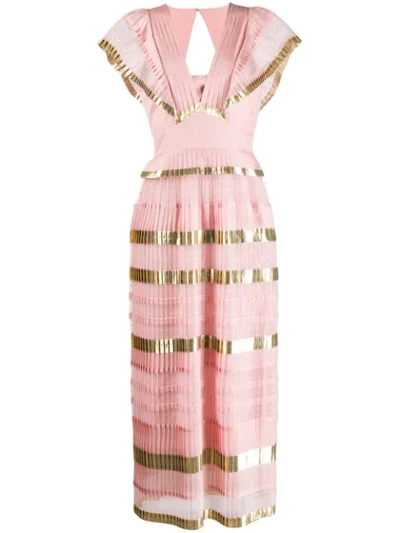 Shop Temperley London Phantom Pleated Dress In Pink