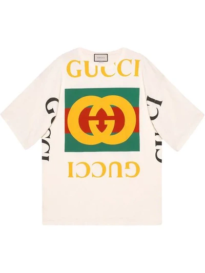 Shop Gucci Vintage Logo Oversized T-shirt - White