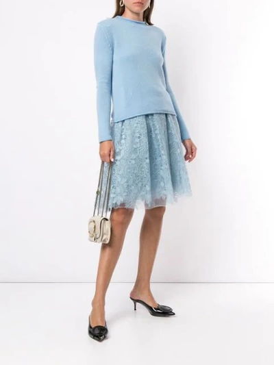 Shop Ermanno Scervino Half Knit Dress In Blue