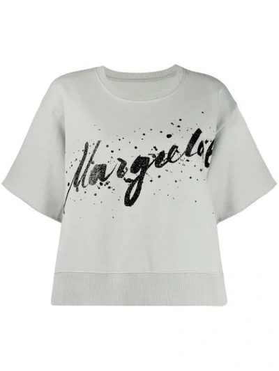 Shop Mm6 Maison Margiela Graphic Logo Print T-shirt In Blue
