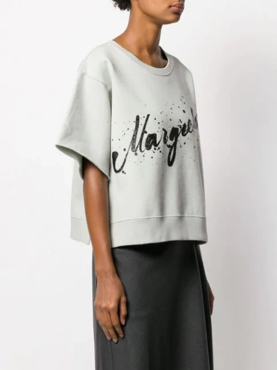 Shop Mm6 Maison Margiela Graphic Logo Print T-shirt In Blue