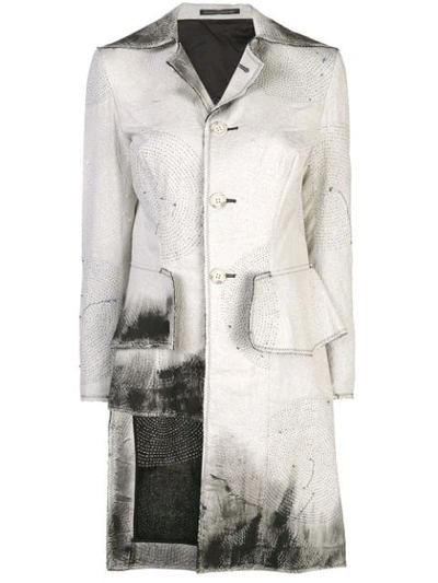 Shop Yohji Yamamoto Asymmetric Brush Print Jacket In White