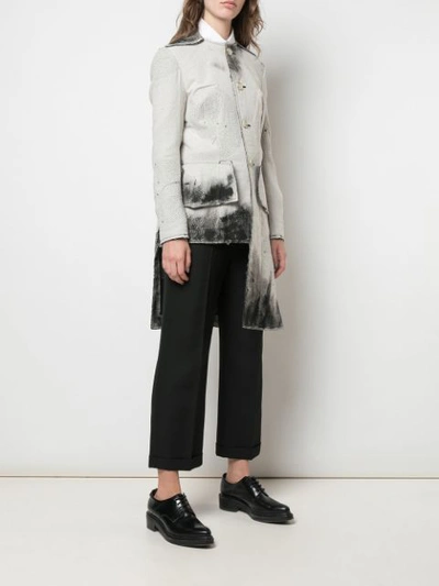 Shop Yohji Yamamoto Asymmetric Brush Print Jacket In White