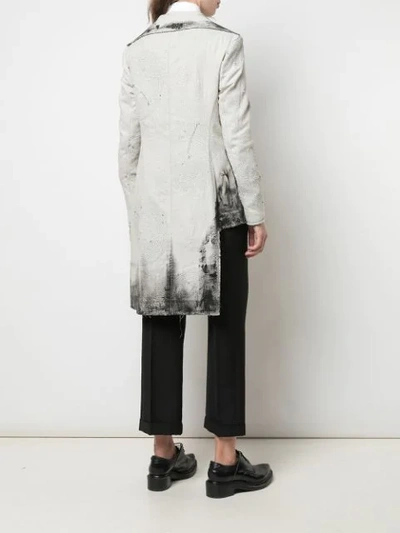 Shop Yohji Yamamoto Asymmetric Brush Print Jacket In White