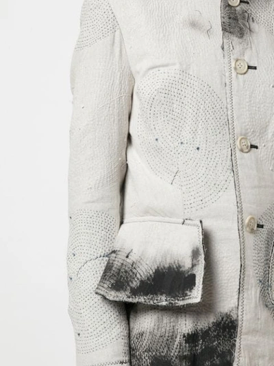 Shop Yohji Yamamoto Asymmetric Brush Print Jacket In White