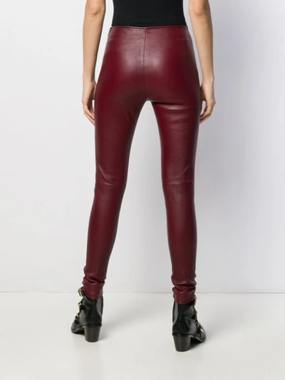 Shop Manokhi High Waisted Leather Leggings In Red