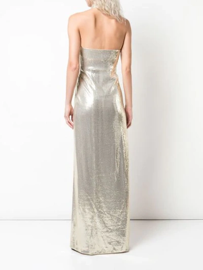 Shop Galvan Sequin Embroidered Evening Dress In Gold