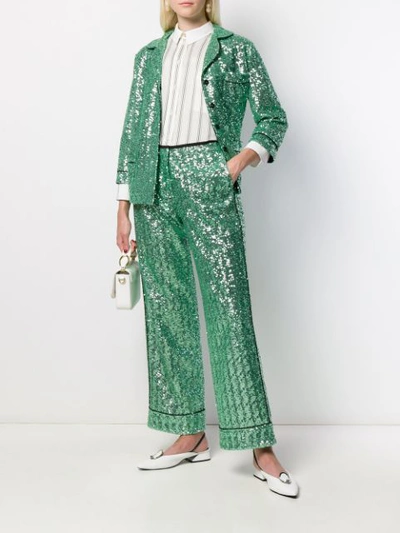 Shop In The Mood For Love Loren Sequinned Wide-leg Trousers In Green