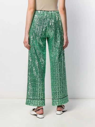 Shop In The Mood For Love Loren Sequinned Wide-leg Trousers In Green