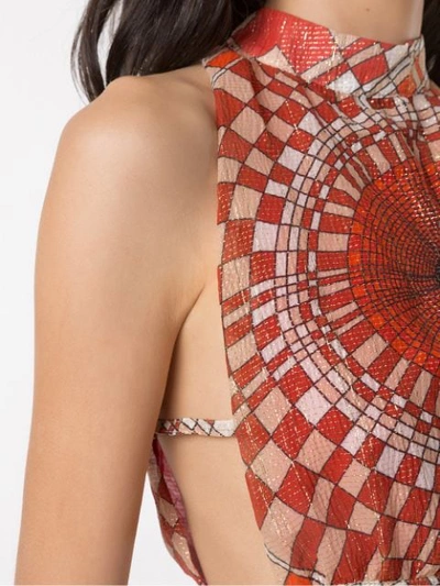 Shop Amir Slama Printed Silk Cropped Top In Red