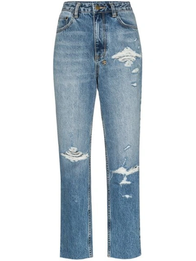 Shop Ksubi High-waisted Straight Leg Jeans In Blue