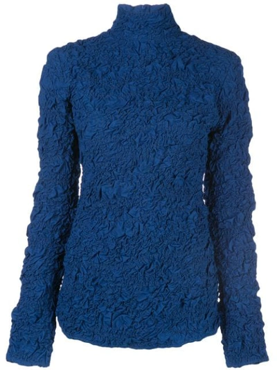 Shop Lemaire Crinkled Turtleneck Top In Blue