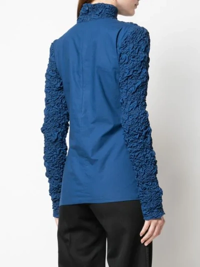 Shop Lemaire Crinkled Turtleneck Top In Blue