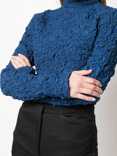 Shop Lemaire Crinkled Turtleneck Top In Blue