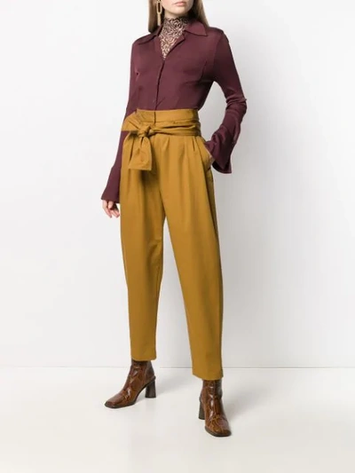 Shop Zimmermann Espionage Obi Drill Tapered Trousers In Yellow