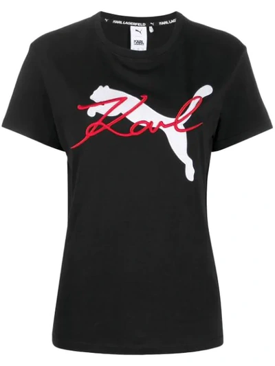 Shop Karl Lagerfeld Puma X Karl Double Logo T-shirt In Black