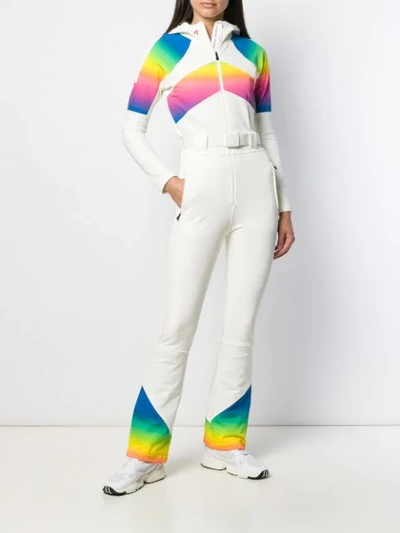 Shop Perfect Moment Tignes Rainbow Trim Jumpsuit In White