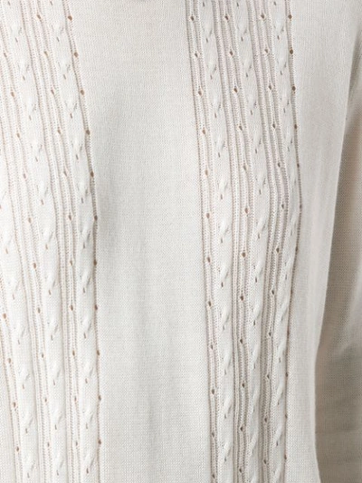Shop Andrea Bogosian Embroidered Knit Blouse In White