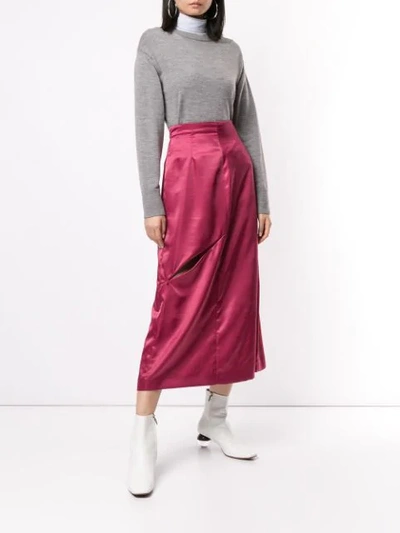 Shop Mm6 Maison Margiela High Waisted Zip Detail Skirt In Pink