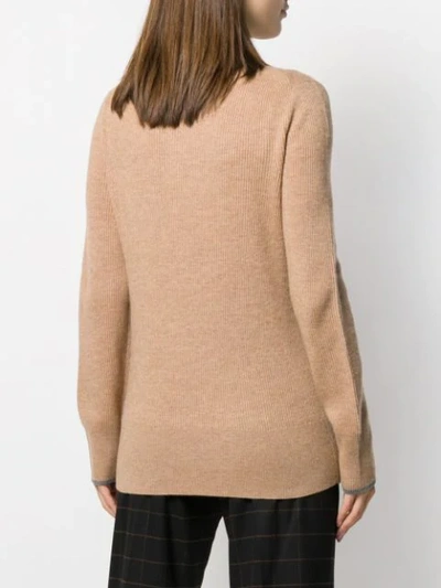 Shop Calvin Klein Ribbed Knit Sweater In Neutrals