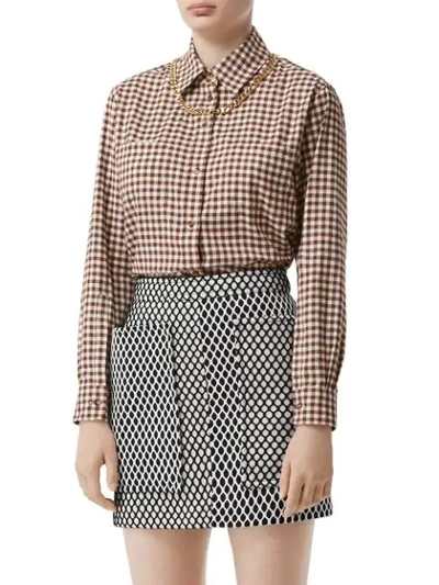 Shop Burberry Check Pattern Shirt In White