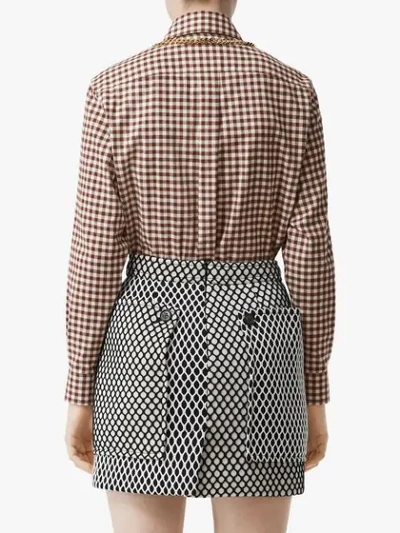 Shop Burberry Check Pattern Shirt In White