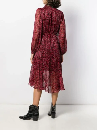 Shop Pinko Leopard Print Plissé Dress In Red