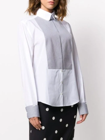 Shop Dolce & Gabbana Striped Bib Long Sleeve Shirt In White