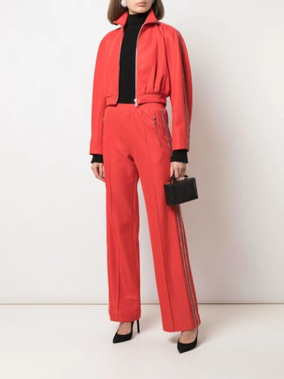 Shop Area Embellished Cropped Track Jacket In Red