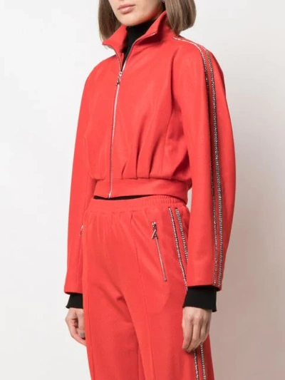 Shop Area Embellished Cropped Track Jacket In Red