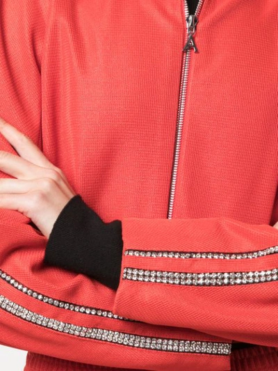 Shop Area Embellished Cropped Track Jacket In Red