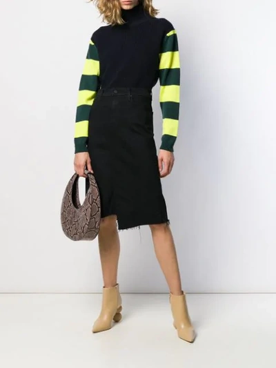 Shop Mother Asymmetric Denim Skirt In Black