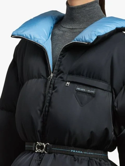 Shop Prada Gabardine Puffer Jacket In Black