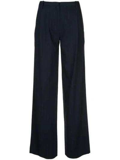 Shop Dion Lee Faded Pinstripe Trousers In Blue
