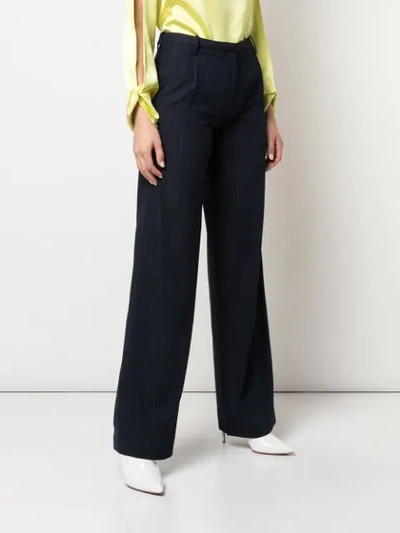Shop Dion Lee Faded Pinstripe Trousers In Blue