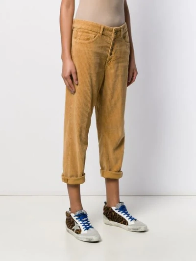 Shop Dondup Cropped Corduroy Trousers In Neutrals