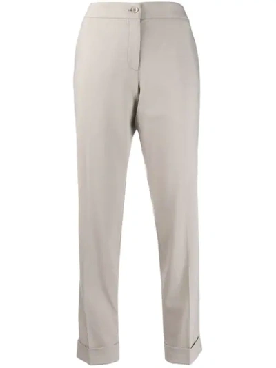 CROPPED SLIM-FIT TROUSERS