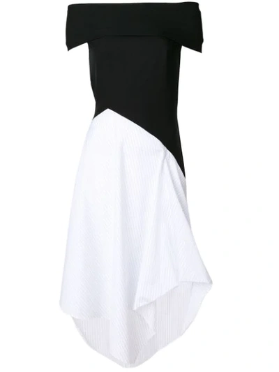 Shop Chalayan Off-shoulder Fitted Dress In Black