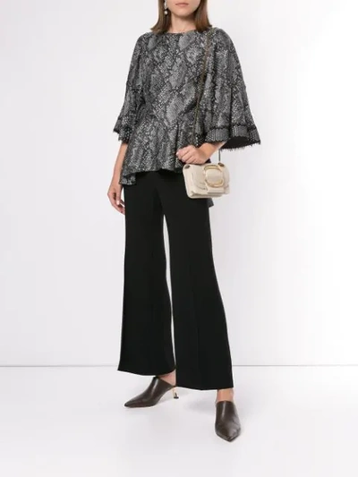 Shop Andrew Gn Snakeskin Effect Top In Black