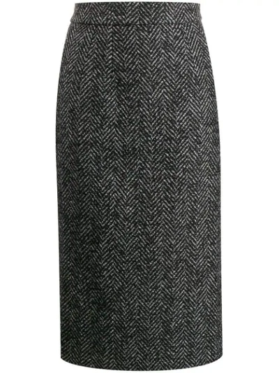 Shop Dolce & Gabbana Chevron Pencil Skirt In Grey