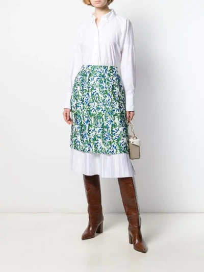Shop Victoria Victoria Beckham Floral-print Layered Skirt In White