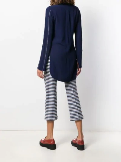 Shop Marni Contrast Stitching Blouse In Blue