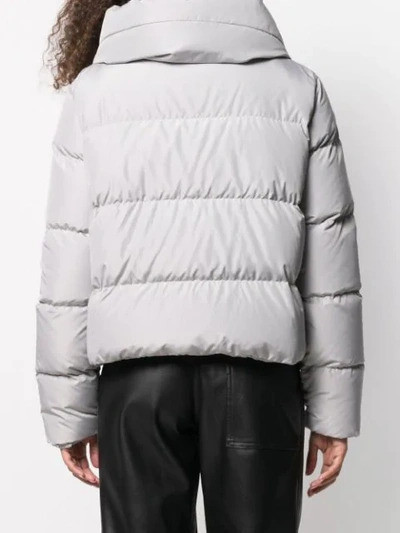 Shop Bacon Oversized Collar Down Jacket In 105 Light Grey