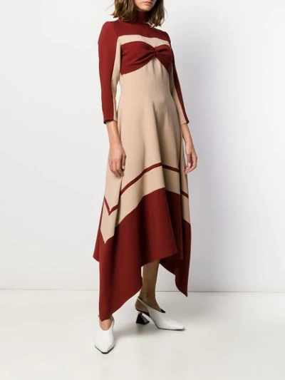 Shop Atu Body Couture Colour-block Flared Sweater Dress In Brown