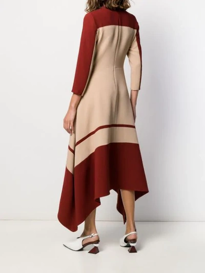 Shop Atu Body Couture Colour-block Flared Sweater Dress In Brown