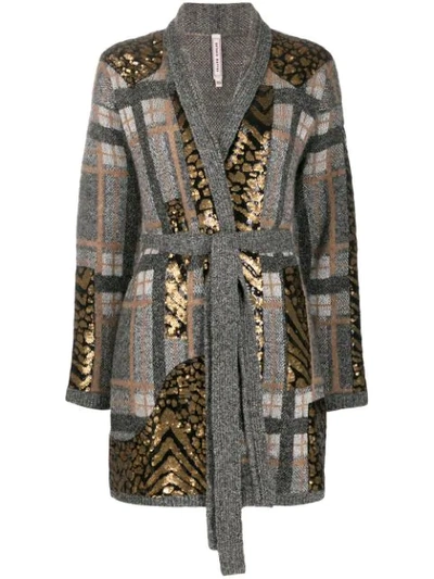 Shop Antonio Marras Geometric Pattern Cardi-coat In Grey